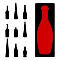 Shape of silhouette of bottle for alcohol, beer, kvass, waters. Outline of a container for storing liquid vector