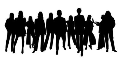 Crowd silhouette outline, group of people. Youth, business group. Isolated vector