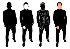 Business men silhouette standing, fashion male silhouette in a stylish suit, isolated vector