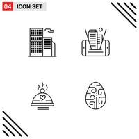 Stock Vector Icon Pack of 4 Line Signs and Symbols for building food office technology love Editable Vector Design Elements