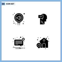 Set of 4 Modern UI Icons Symbols Signs for management alert relation dialog mail Editable Vector Design Elements