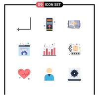 Modern Set of 9 Flat Colors Pictograph of analytics management book gear content Editable Vector Design Elements