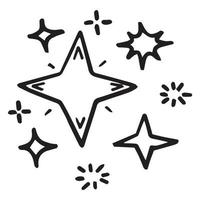 conjunto de garabatos de estrellas vectoriales icono brillante, icono de superficie limpia. estrellas de efecto de luz brillante y explosión brillante. aislado sobre fondo blanco. ilustración vectorial vector