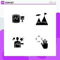 Set of 4 icons in solid style Creative Glyph Symbols for Website Design and Mobile Apps Simple Solid Icon Sign Isolated on White Background 4 Icons Creative Black Icon vector background