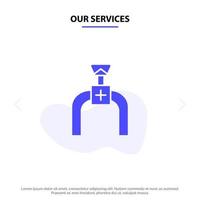 Our Services Pipeline Pipe Gas Line Solid Glyph Icon Web card Template vector