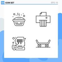 Modern 4 Line style icons Outline Symbols for general use Creative Line Icon Sign Isolated on White Background 4 Icons Pack Creative Black Icon vector background