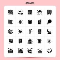 Solid 25 Ramadan Icon set. Vector Glyph Style Design Black Icons Set. Web and Mobile Business ideas design Vector Illustration.