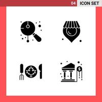 4 Icon Pack Solid Style Glyph Symbols on White Background Simple Signs for general designing Creative Black Icon vector background