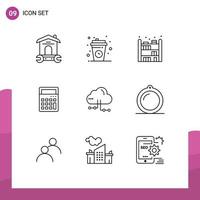 9 Universal Outline Signs Symbols of cloud math cup ecommerce bookshelf Editable Vector Design Elements