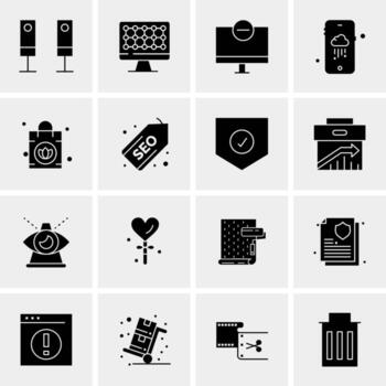 16 iconos de negocios universales vector ilustración de icono creativo para usar en proyectos relacionados con la web y dispositivos móviles