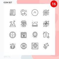 Set of 16 Vector Outlines on Grid for mission accomplished arrow book gear Editable Vector Design Elements