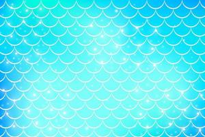 Mermaid blue background with fish scale pattern. Cyan pearl print. Underwater abstract cartoon wallpaper for banner, invitation and holidays. Kawaii vector texture.