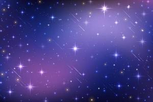 Night starry sky. Abstract cosmic background. Dark blue space with shiny sparkles nd comets. Galaxy vector illustration