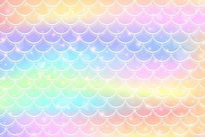 Mermaid holographic background in fantasy style with scales. Unicorn pink gradient texture. Sea fish kawaii vector backdrop.