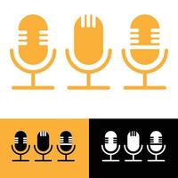 Microphone icon. Audio voice recording symbol podcast logo symbol flat design vector