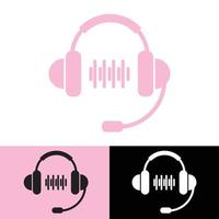 icono del logotipo de los auriculares para atención al cliente y centro de llamadas, ayuda vector
