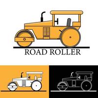 road roller, vibrator roller, compactor asphalt construction vector