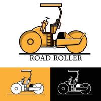 road roller, vibrator roller, compactor asphalt construction vector