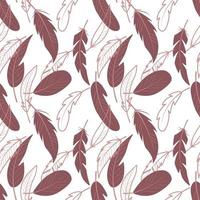 Vector pattern with pink feathers on a white background