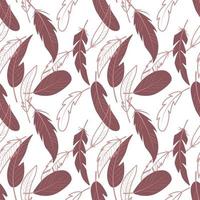 Vector pattern with pink feathers on a white background