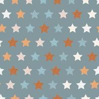 Seamless pattern with stars on gray background. Kids design. Boho muted colors. Great for fabrics, wrapping paper. vector