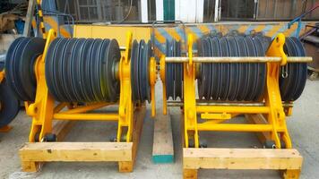 Crane pulley before assembly or mantling to unit. photo