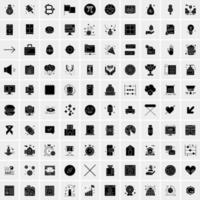 Set of 100 Business Solid Glyph icons vector