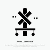 Cross Sign Station Train solid Glyph Icon vector
