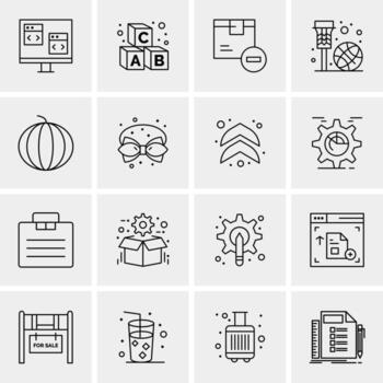 16 iconos de negocios universales vector ilustración de icono creativo para usar en proyectos relacionados con la web y dispositivos móviles