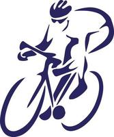 icono de bicicleta. símbolo de la carrera de bicicletas. icono plano de la carrera ciclista. señal de ciclista. silueta de ciclista de carretera. logotipo deportivo vector