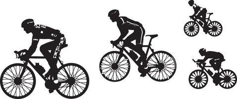 icono de bicicleta. símbolo de la carrera de bicicletas. icono plano de la carrera ciclista. señal de ciclista. silueta de ciclista de carretera. logotipo deportivo vector