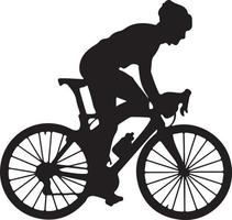 icono de bicicleta. símbolo de la carrera de bicicletas. icono plano de la carrera ciclista. señal de ciclista. silueta de ciclista de carretera. logotipo deportivo vector