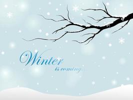 Black and branch tree forest background and snowing for winter season concept. Hand drawn isolated illustrations. vector