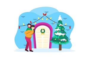 Christmas at Home Flat Design vector