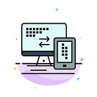 Computer Monitor Mobile Cell Abstract Flat Color Icon Template vector