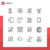 16 Creative Icons Modern Signs and Symbols of flower flora love planner manager Editable Vector Design Elements