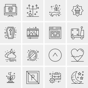 16 iconos de negocios universales vector ilustración de icono creativo para usar en proyectos relacionados con la web y dispositivos móviles