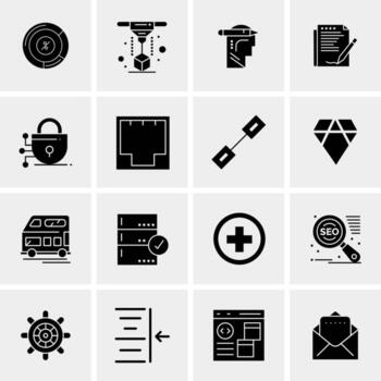 16 iconos de negocios universales vector ilustración de icono creativo para usar en proyectos relacionados con la web y dispositivos móviles