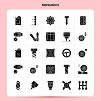 Solid 25 Mechanics Icon set Vector Glyph Style Design Black Icons Set Web and Mobile Business ideas design Vector Illustration