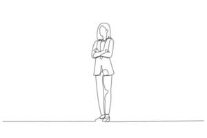 Illustration of full body of a beautiful businesswoman. Single line art style vector