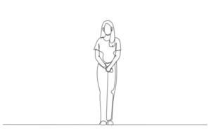 Illustration of latin businesswoman standing and posing. Single line art style vector