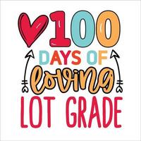 Paquete de diseño de camiseta de 100 días de escuela, diseño único y colorido de camiseta de escuela de 100 días, feliz día 100 de escuela. letras de felicitación para la celebración del centésimo día del estudiante vector