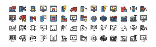 Online Shopping Icons  Vector Illustration, Sale, Business, Payment, Delivery, Online Shop