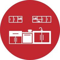 juego de cocina icono plano vector