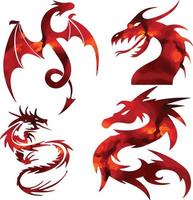 dragon pack wild animal vector fire