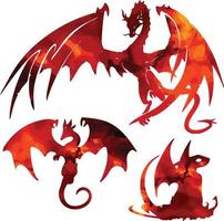 dragon pack wild animal vector fire