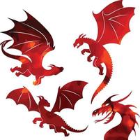 dragon pack wild animal vector fire