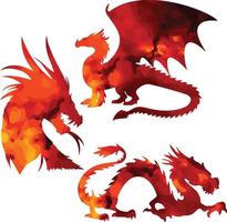 dragon pack wild animal vector fire