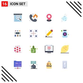 paquete de color plano de 16 símbolos universales de cometa meteorito línea directa astronomía pin paquete editable de elementos creativos de diseño de vectores