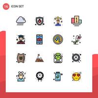 paquete de iconos de vectores de stock de 16 signos y símbolos de línea para la calificación de la aplicación de aplicaciones móviles avatar masculino elementos de diseño de vectores creativos editables